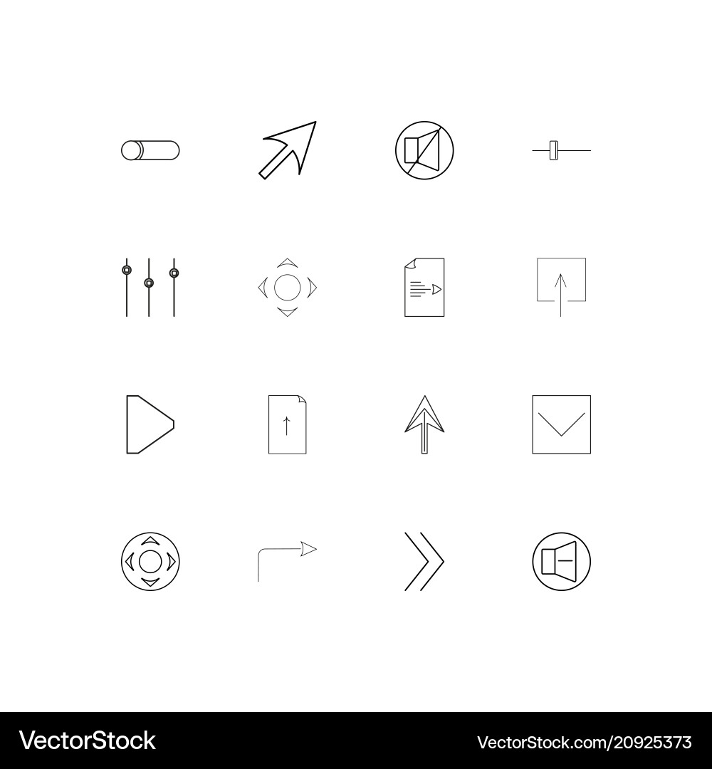 Buttons linear thin icons set outlined simple Vector Image