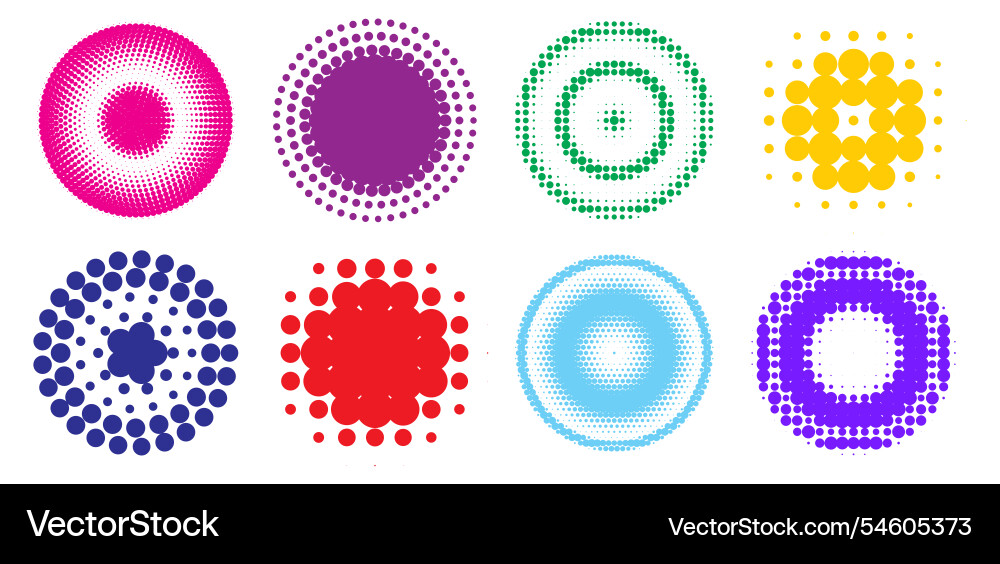 Collection of six vibrant halftone background Collection of six vibrant halftone background vector image