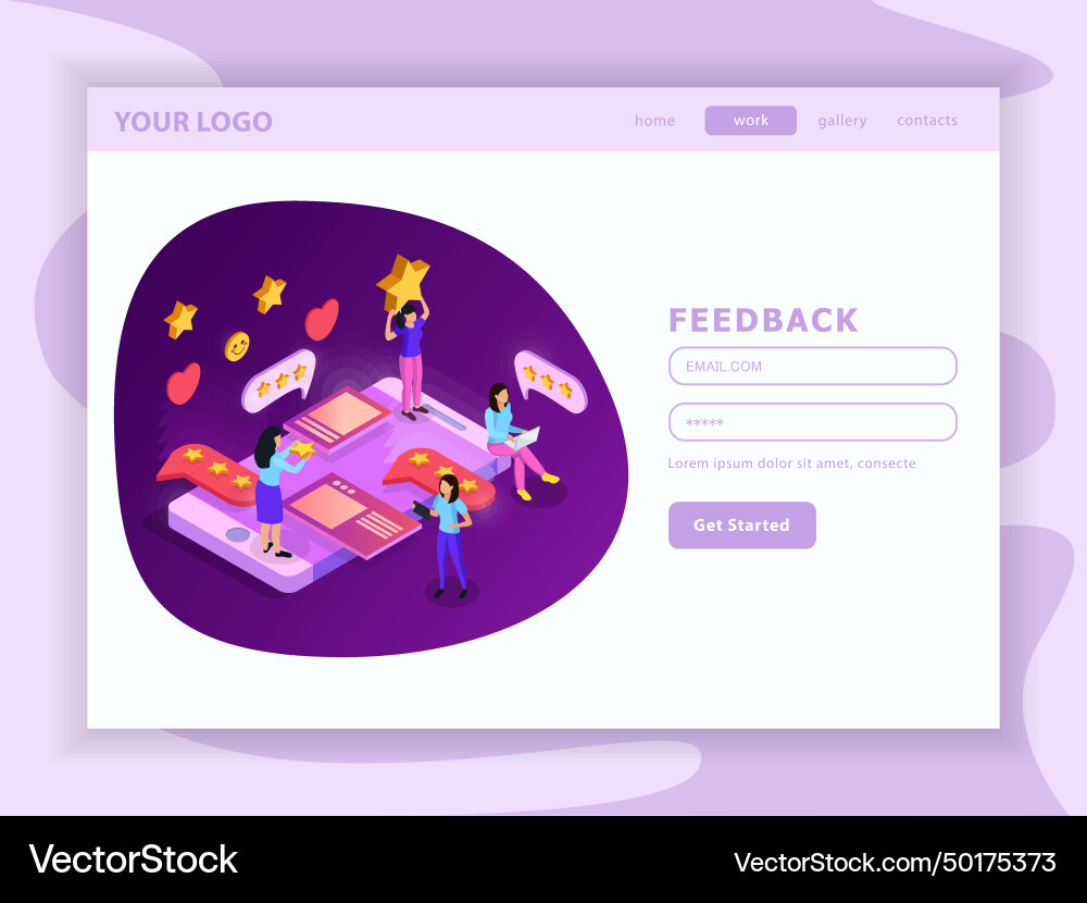 Crm system isometric web page Vector Image