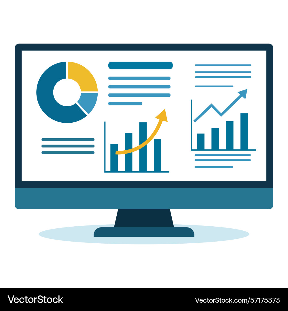 Data analytics dashboard on monitor Data analytics dashboard on monitor Vector Image