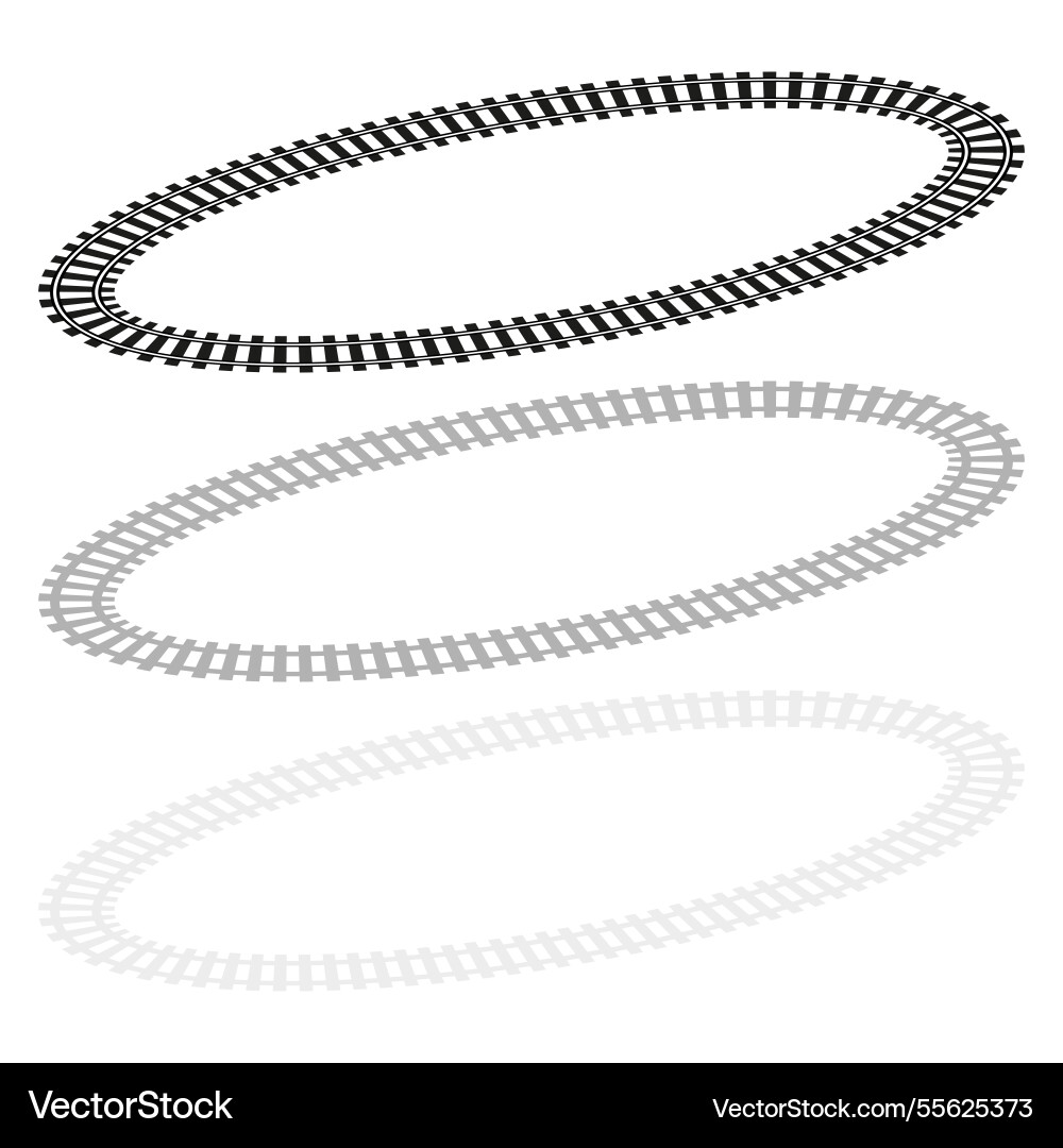 Elliptical railway track perspective train rails Elliptical railway track perspective train rails vector image