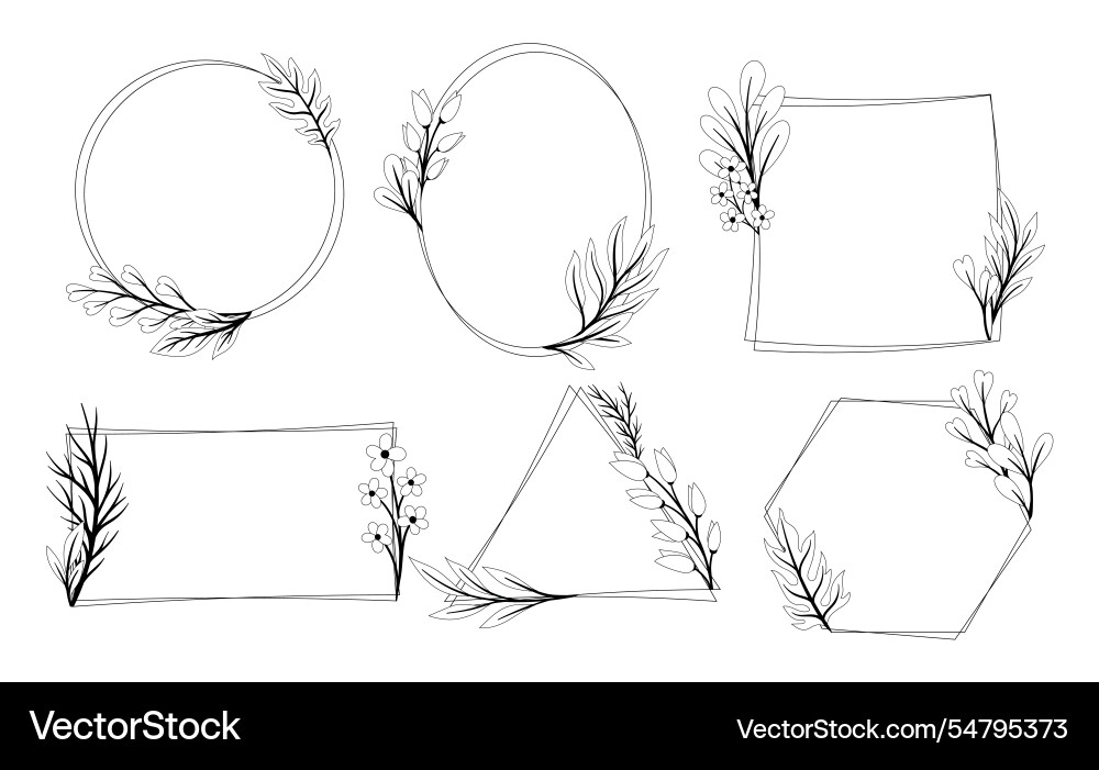 Frames with leaves set and patterns Frames with leaves set and patterns vector image