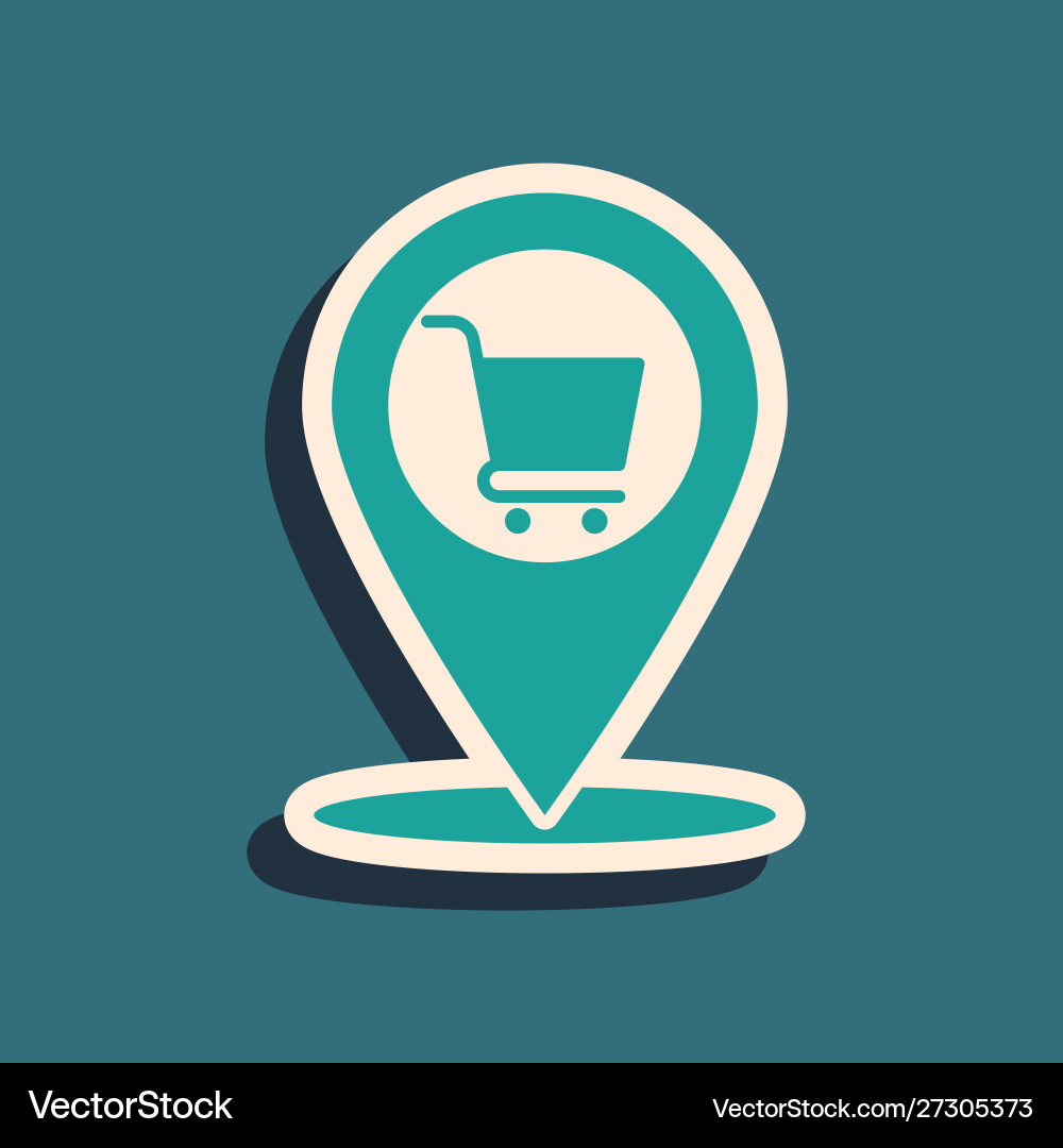 Green map pointer with shopping cart icon isolated Green map pointer with shopping cart icon isolated Vector Image
