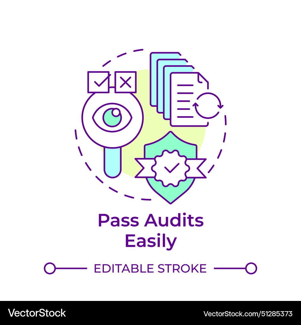 Pass audits easily multi color concept icon Pass audits easily multi color concept icon vector image