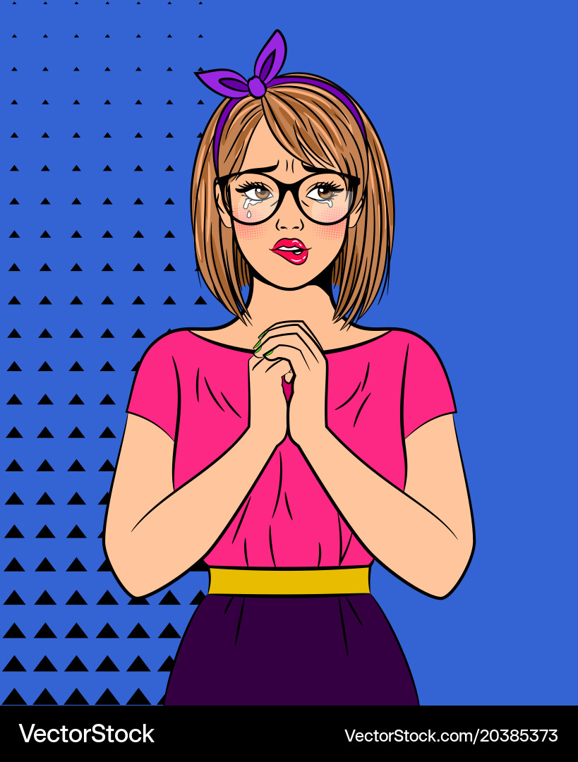 Pop Art Crying Woman Royalty Free Vector Image