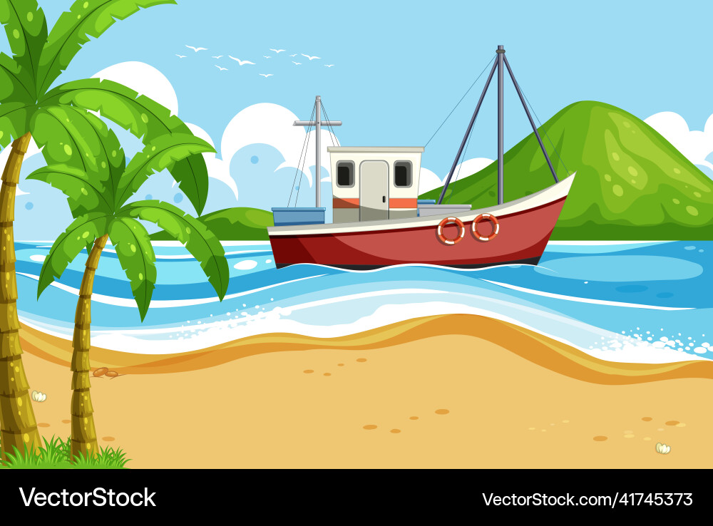 Schiff Transport Meer Strand Meerblick Schiff Transport Meer Strand Meerblick vektorbild