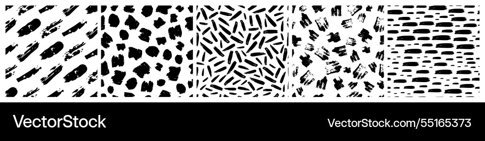 Set of seamless patterns with scribble smears Set of seamless patterns with scribble smears vector image