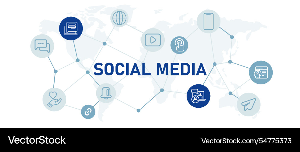 Social media web header connected with icon Social media web header connected with icon vector image
