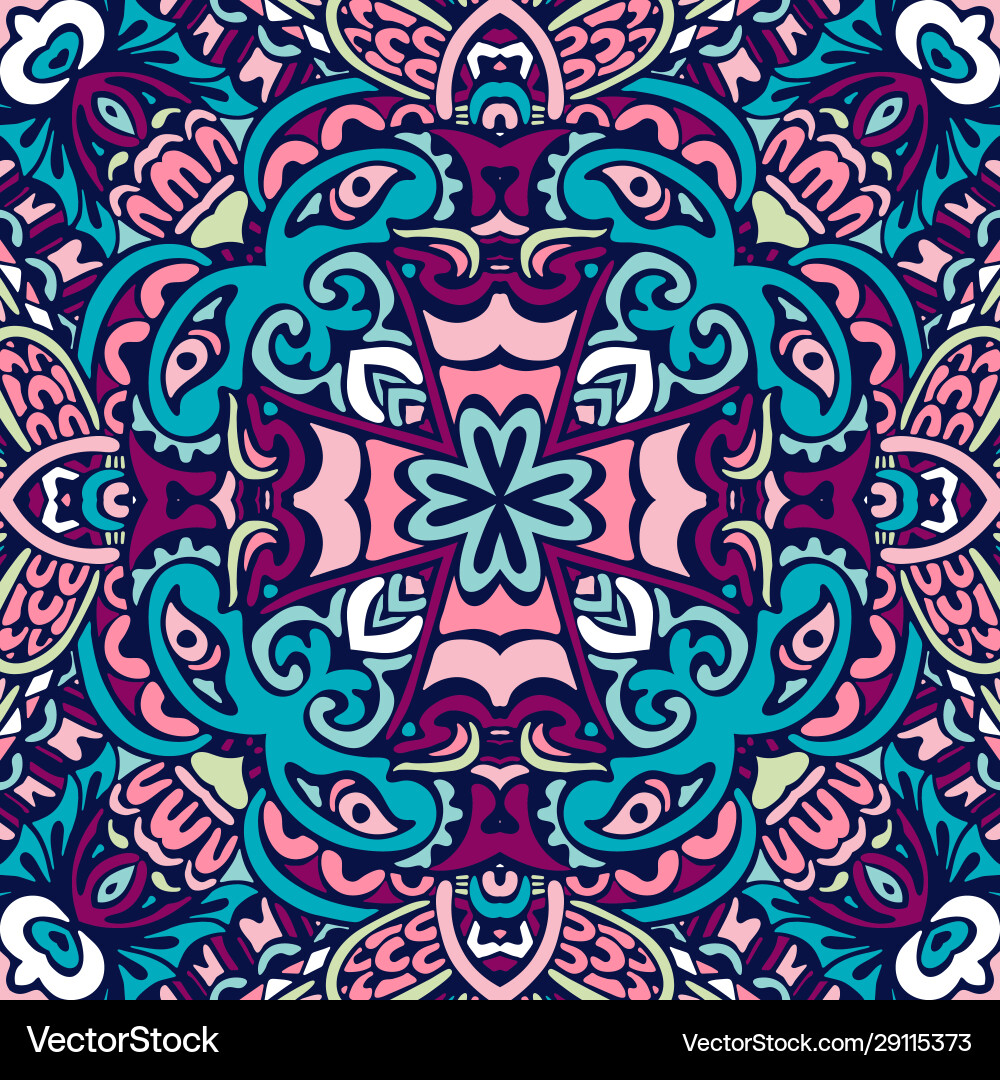 Tiled ethnic boho pattern for fabric abstract Vector Image