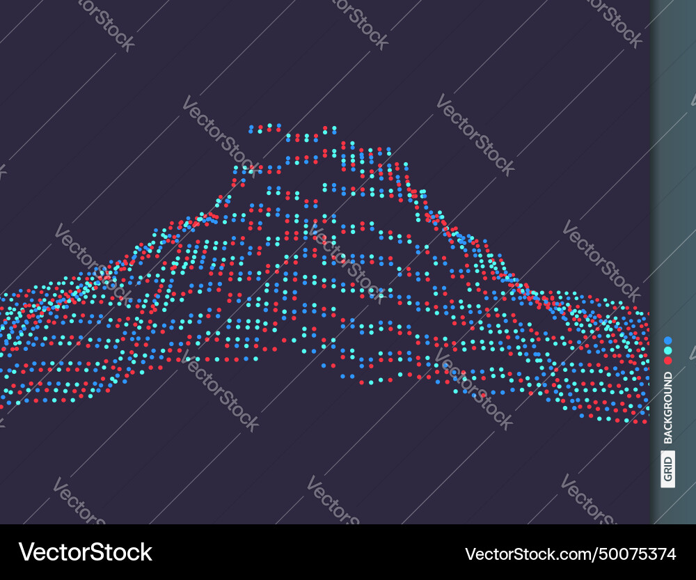 Array mit dynamischen Teilchen Schallwelle 3d Array mit dynamischen Teilchen Schallwelle 3d vektorbild
