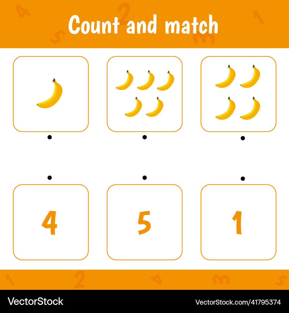 Count and match math game for children Count and match math game for children Vector Image