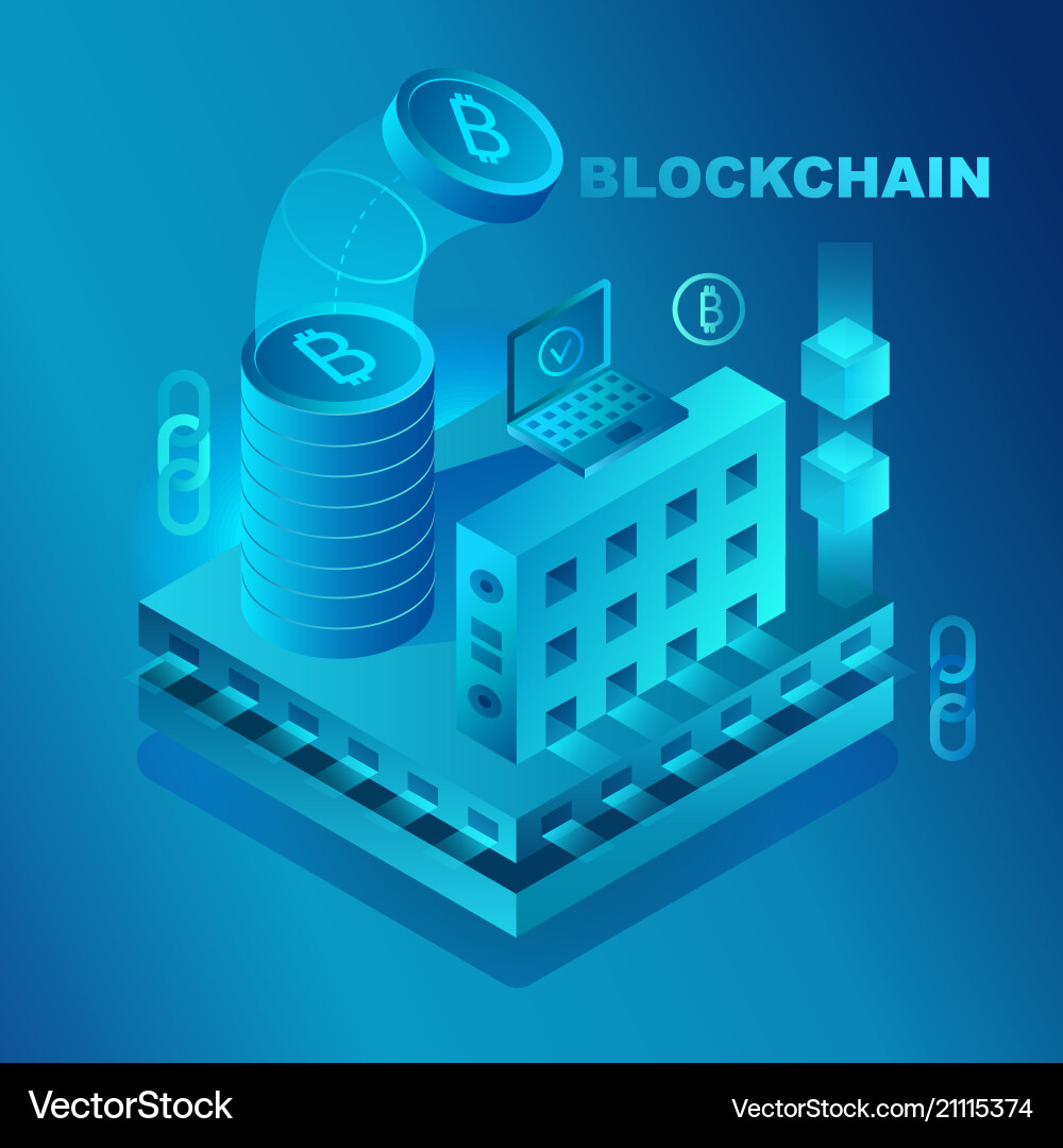 Cryptocurrency & Blockchain Data Center Vector Image