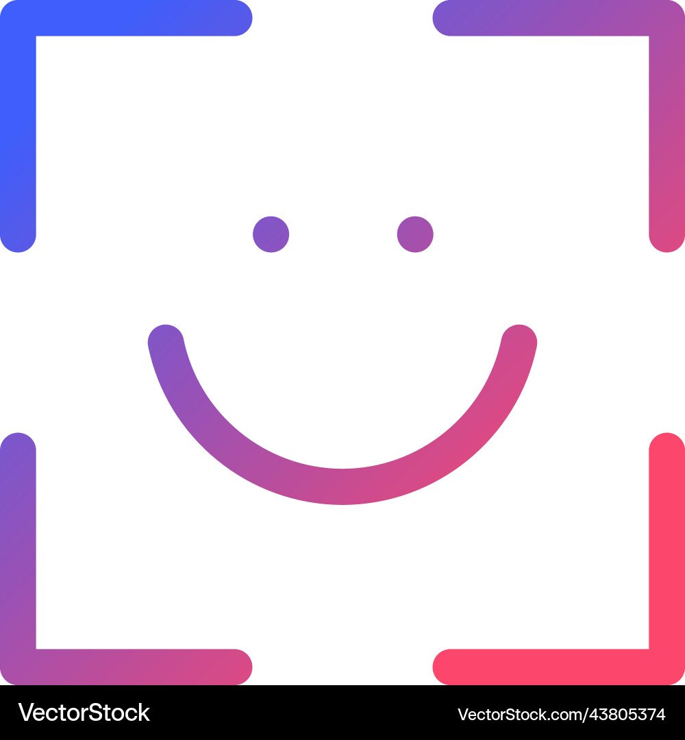 Face identification pixel perfect gradient linear Vector Image