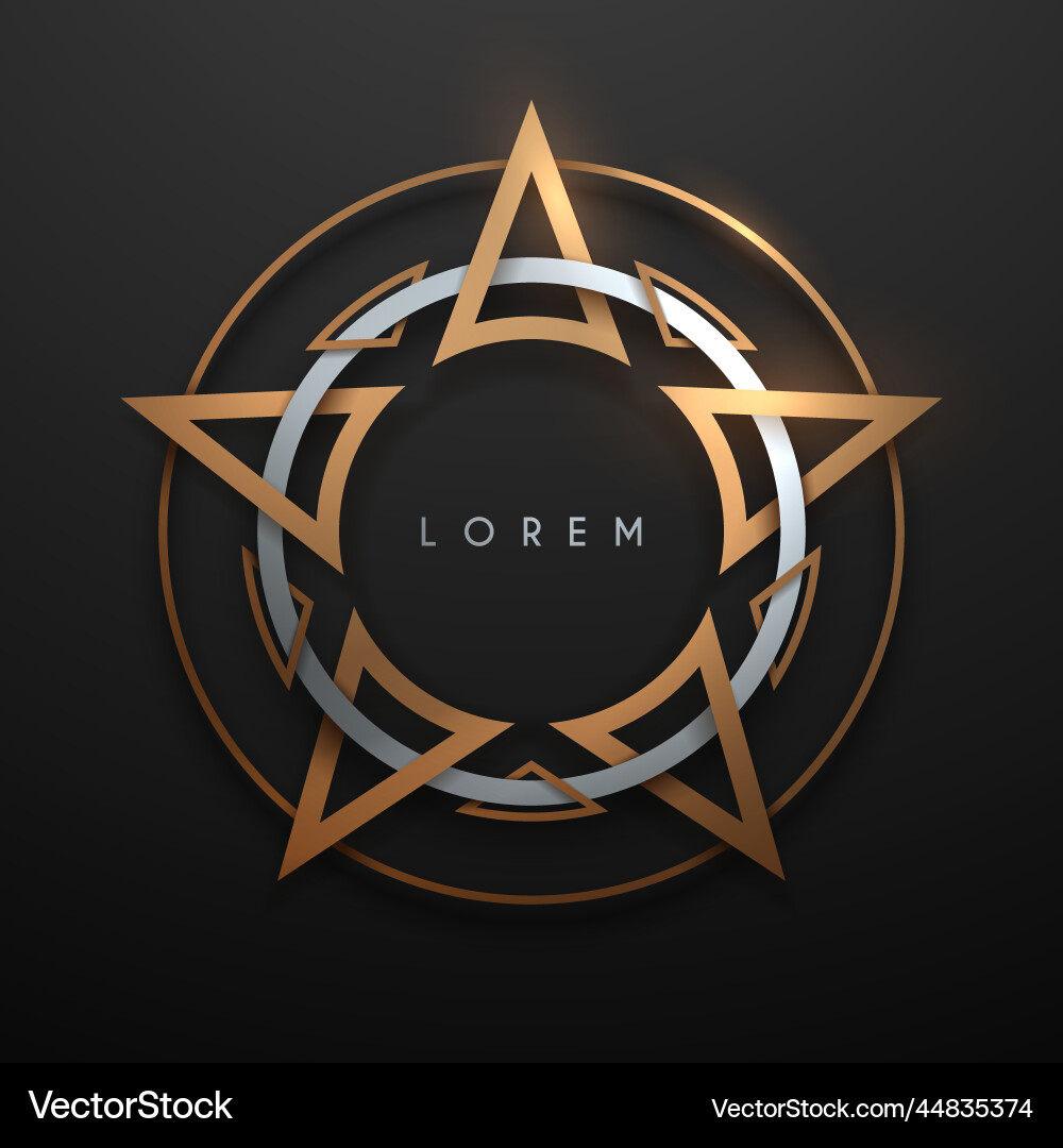 Gold and silver star shape logo template