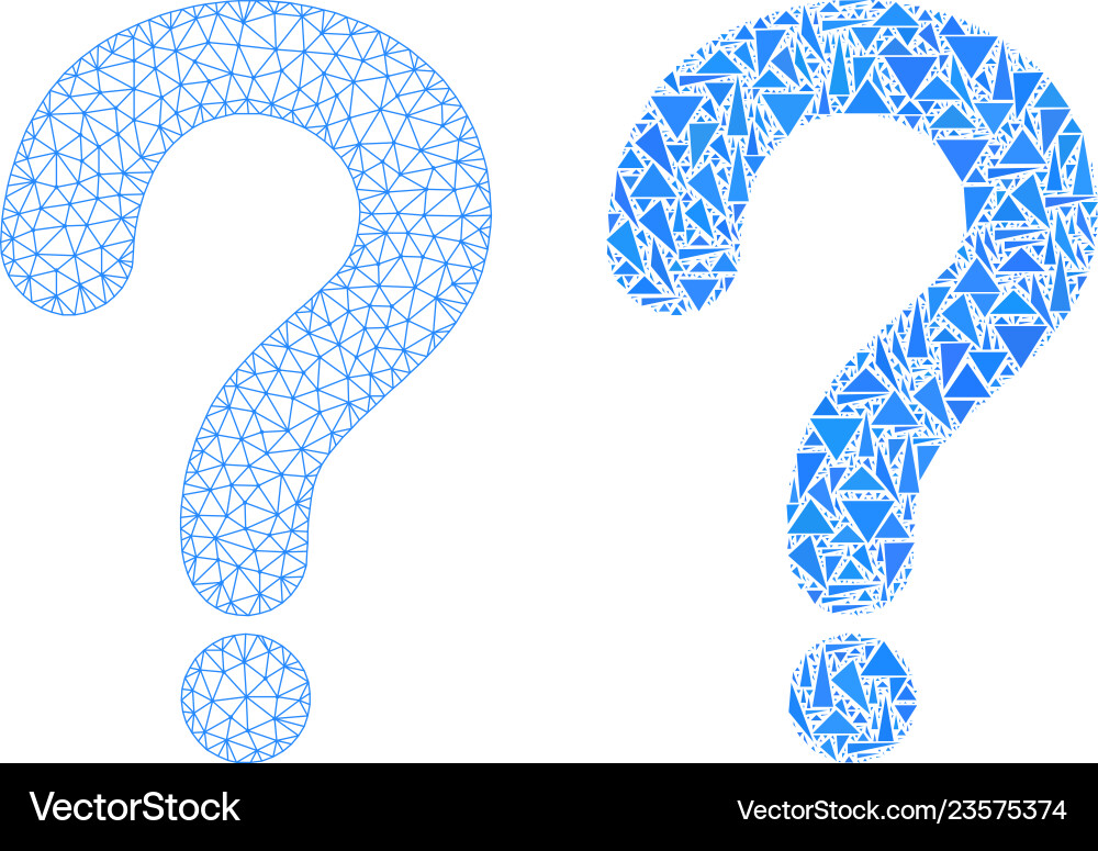Polygonal network mesh question mark and mosaic Polygonal network mesh question mark and mosaic Vector Image