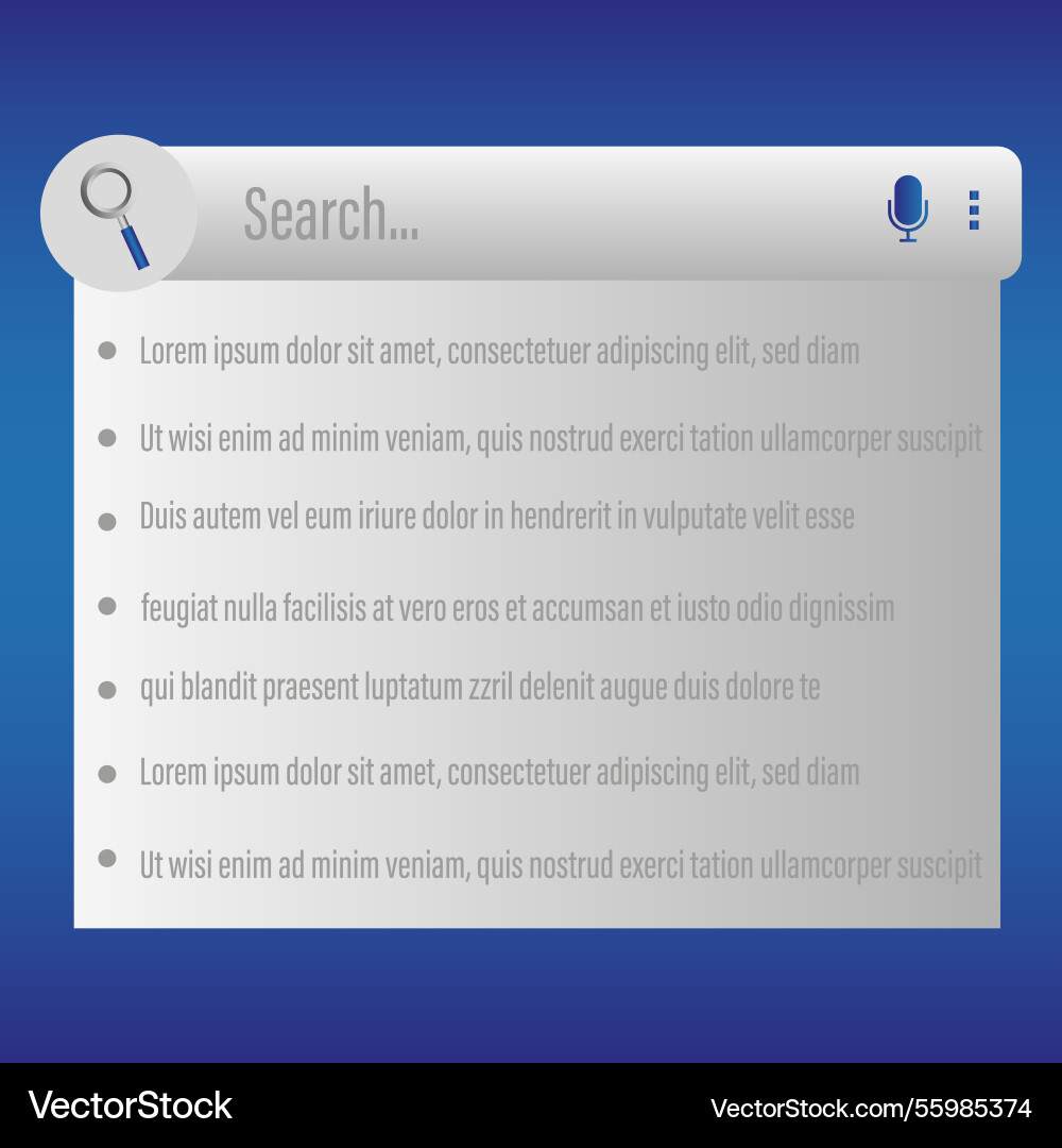 Search bar dropdown white ui field gradient blue Vector Image