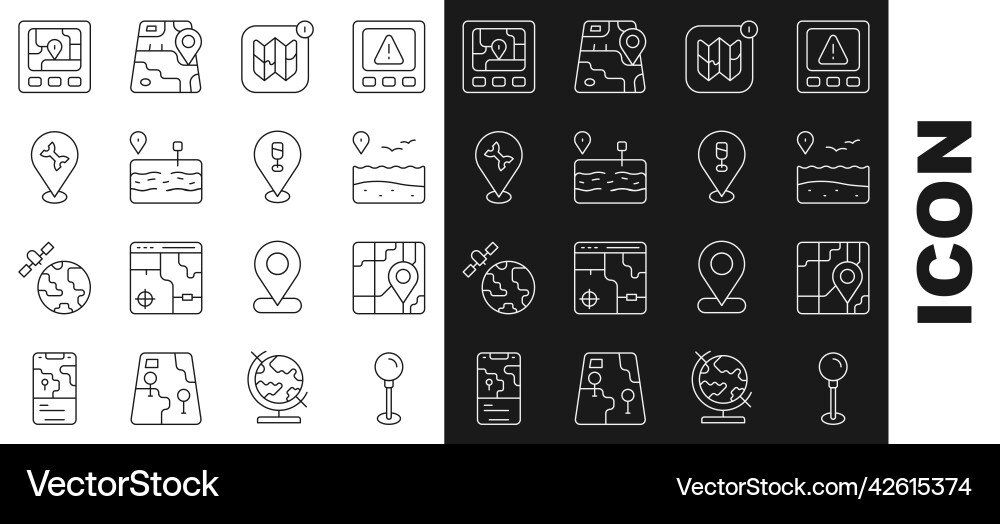 Set line push pin city map navigation location Set line push pin city map navigation location vector image