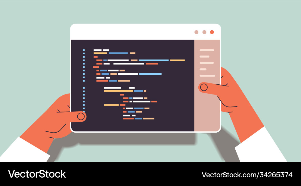 Web developer hands using tablet pc creating Web developer hands using tablet pc creating Vector Image