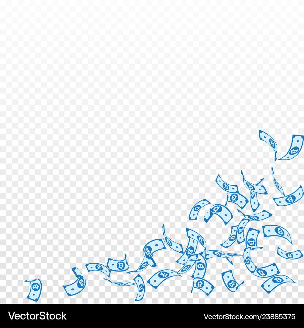 Bitcoin internet currency notes falling sparse b Bitcoin internet currency notes falling sparse b Vector Image