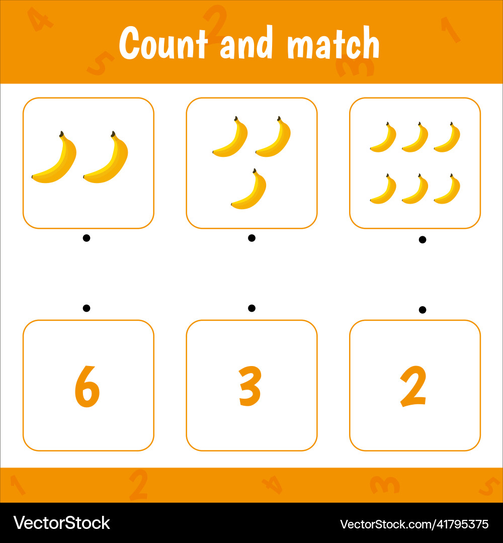 Count and match math game for children Count and match math game for children Vector Image