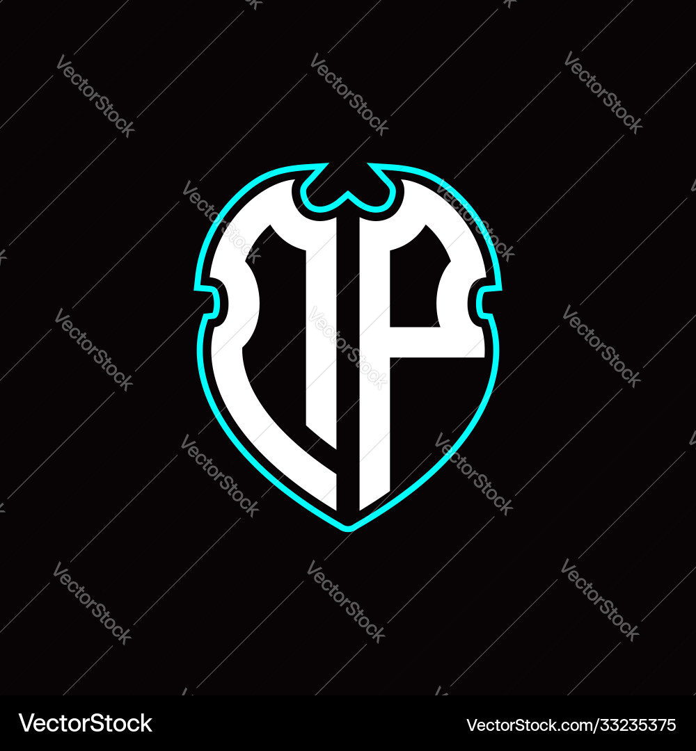 D p initial logo design with a shield shape Vector Image