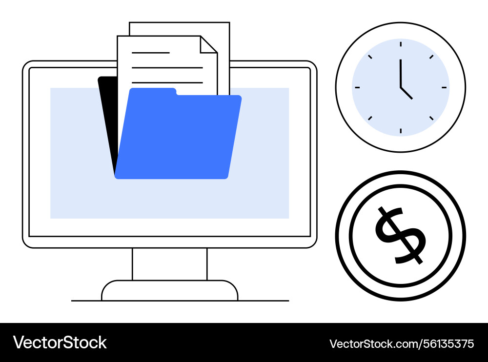 Digital file management with timesaving Digital file management with timesaving vector image