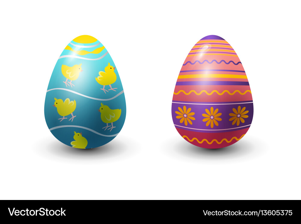 Easter eggs painted with spring pattern Vector Image