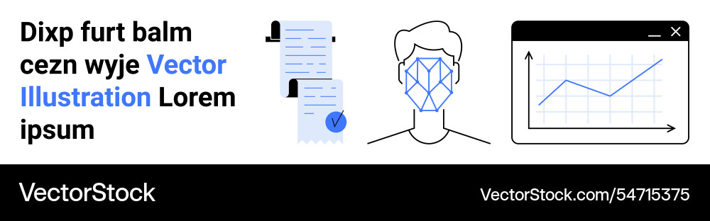 Facial recognition document security and data Facial recognition document security and data vector image