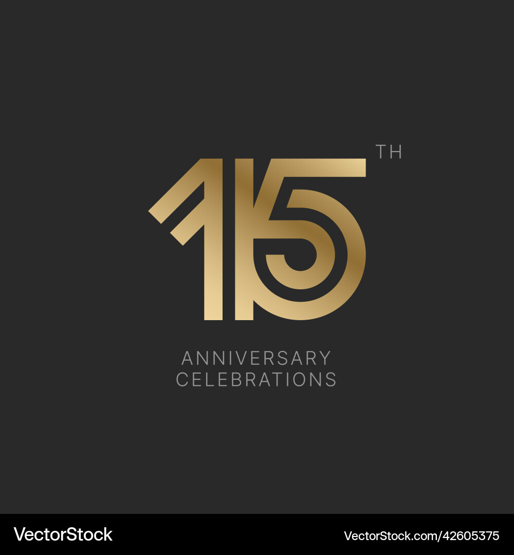 Fifteenth Anniversary Logo - Celebration Emblem Vektorbild