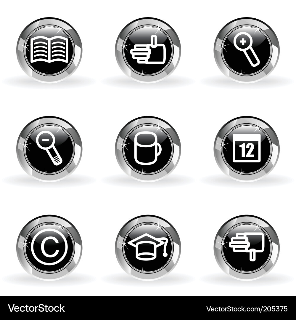 Glossy Icon Set - Circular Web Graphics Vector Image