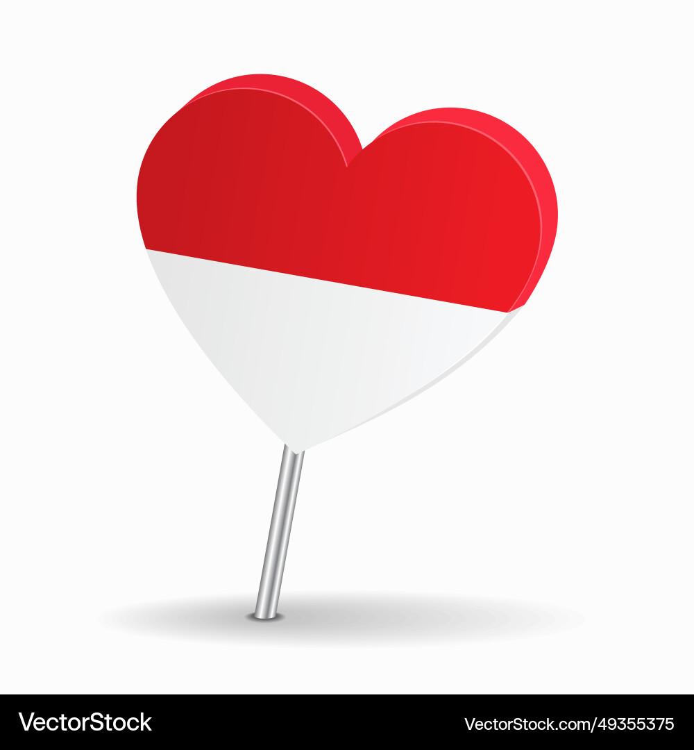 Indonesian flag heart-shaped map pointer layout Indonesian flag heart-shaped map pointer layout Vector Image