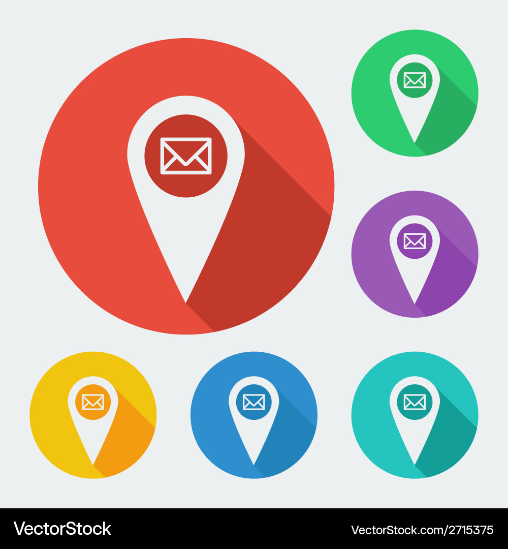 Map pointer icon with long shadow - geo tag web Vector Image