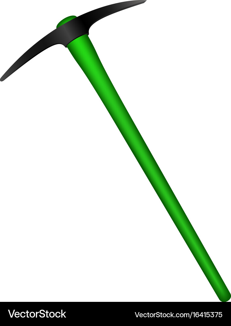 Mattock in black design with green handle Vector Image