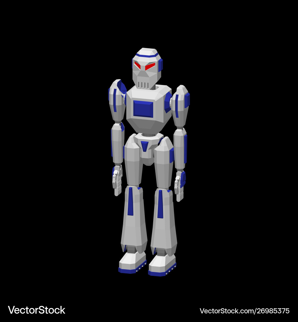 Robot character isolated on black background 3d Vector Image