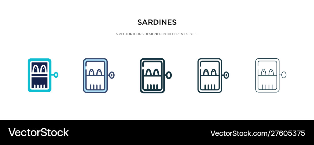 Sardines icon in different style two colored Vector Image