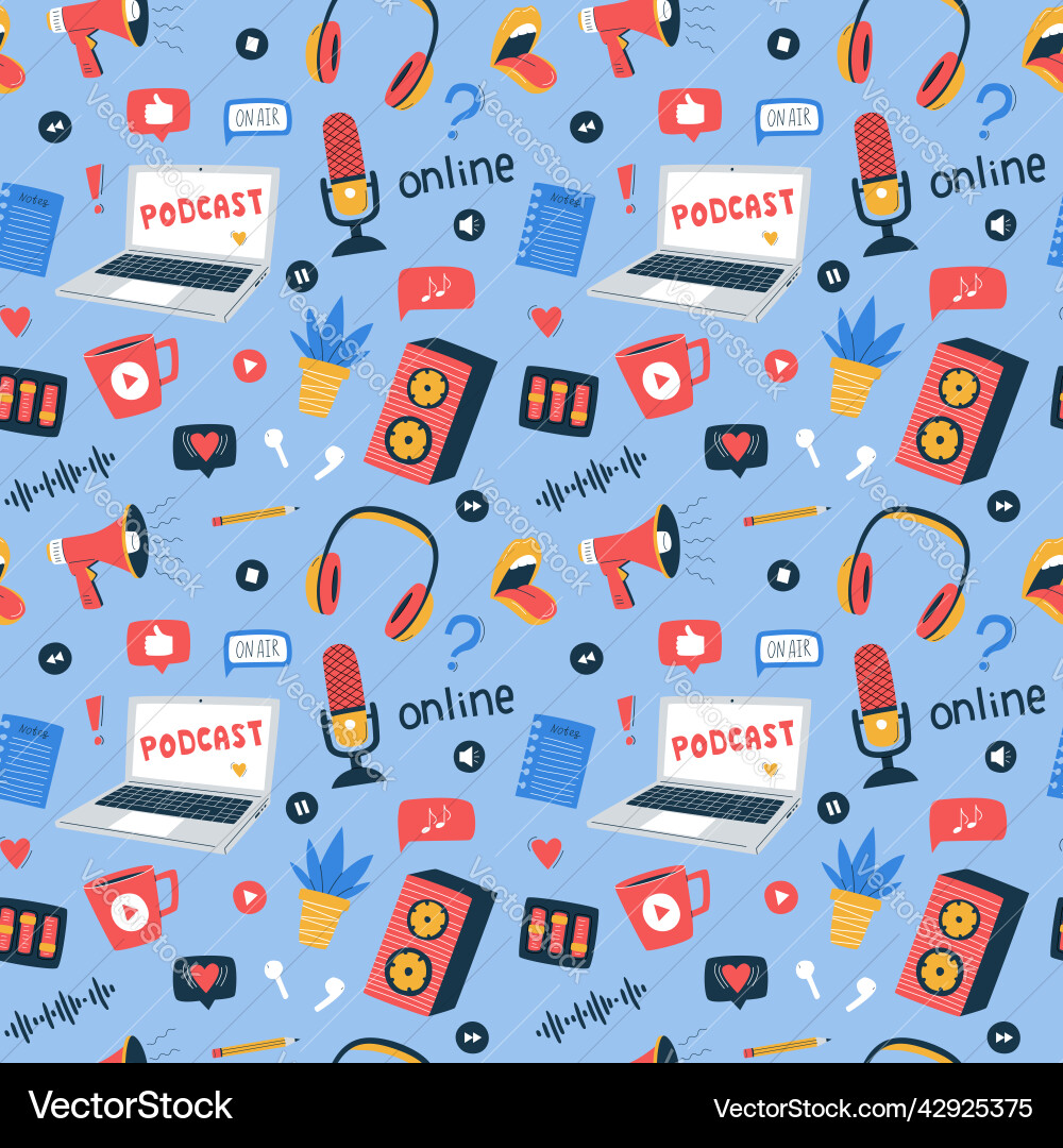 Seamless pattern with colored doodle elements Seamless pattern with colored doodle elements Vector Image