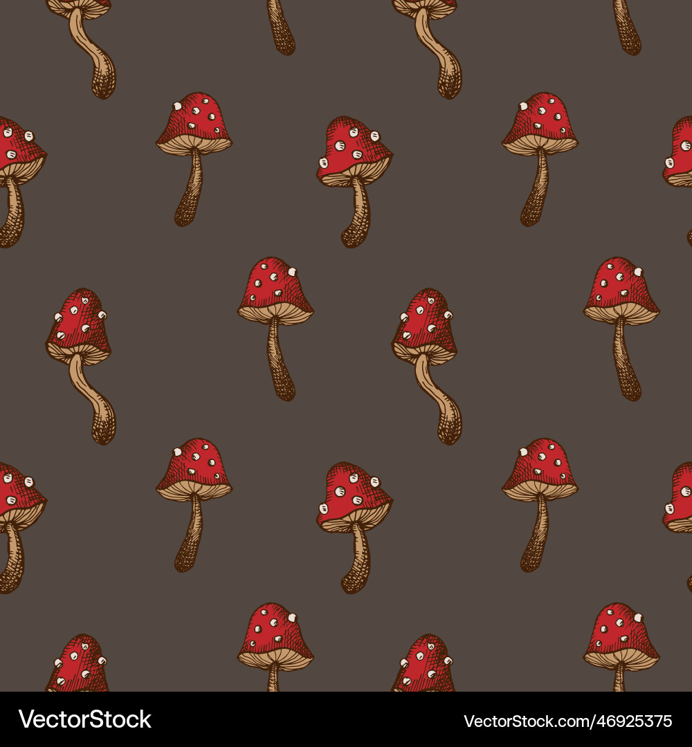 Seamless repeating pattern with mushrooms Seamless repeating pattern with mushrooms Vector Image