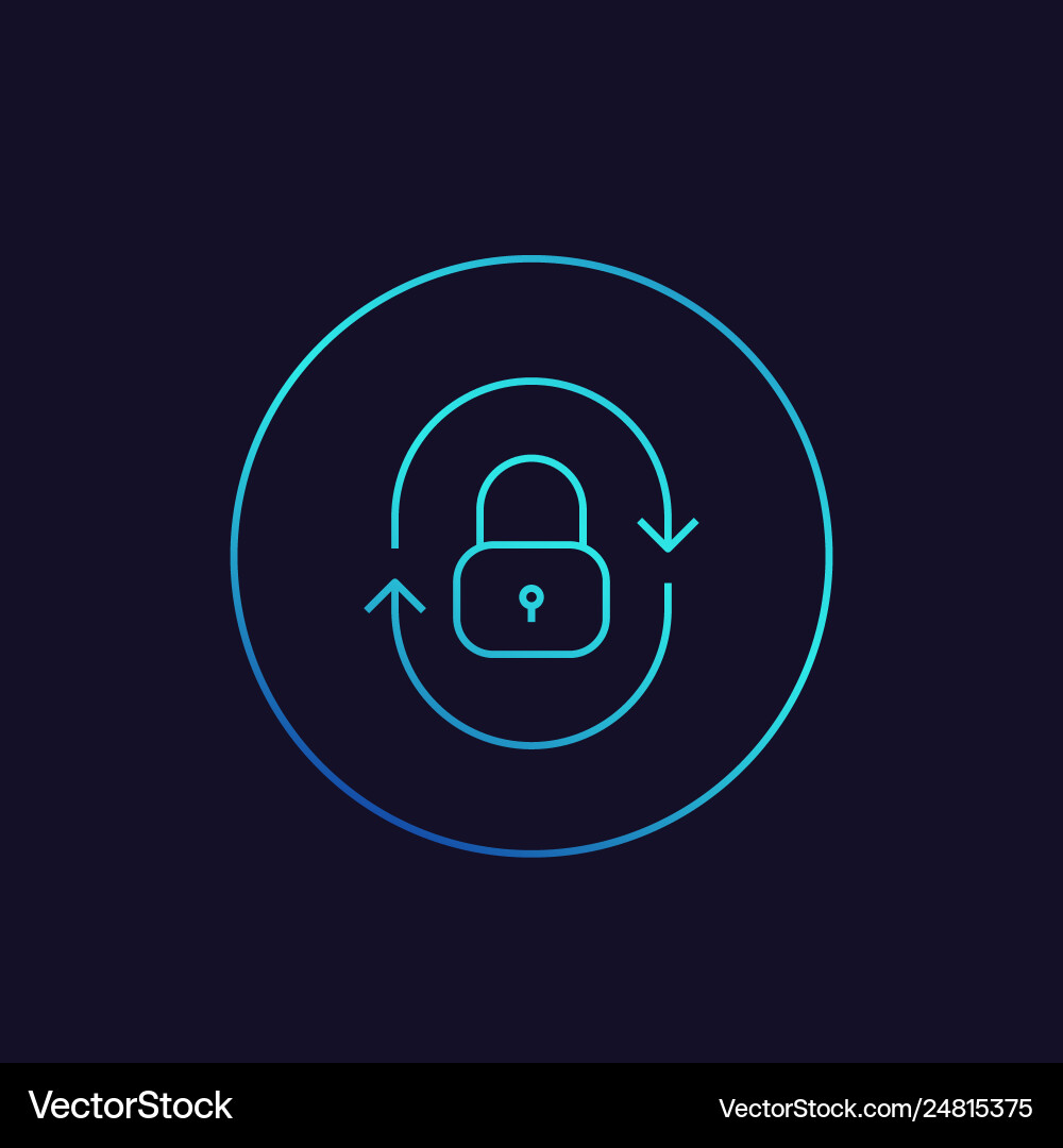 Security icon with lock and arrows linear vector image