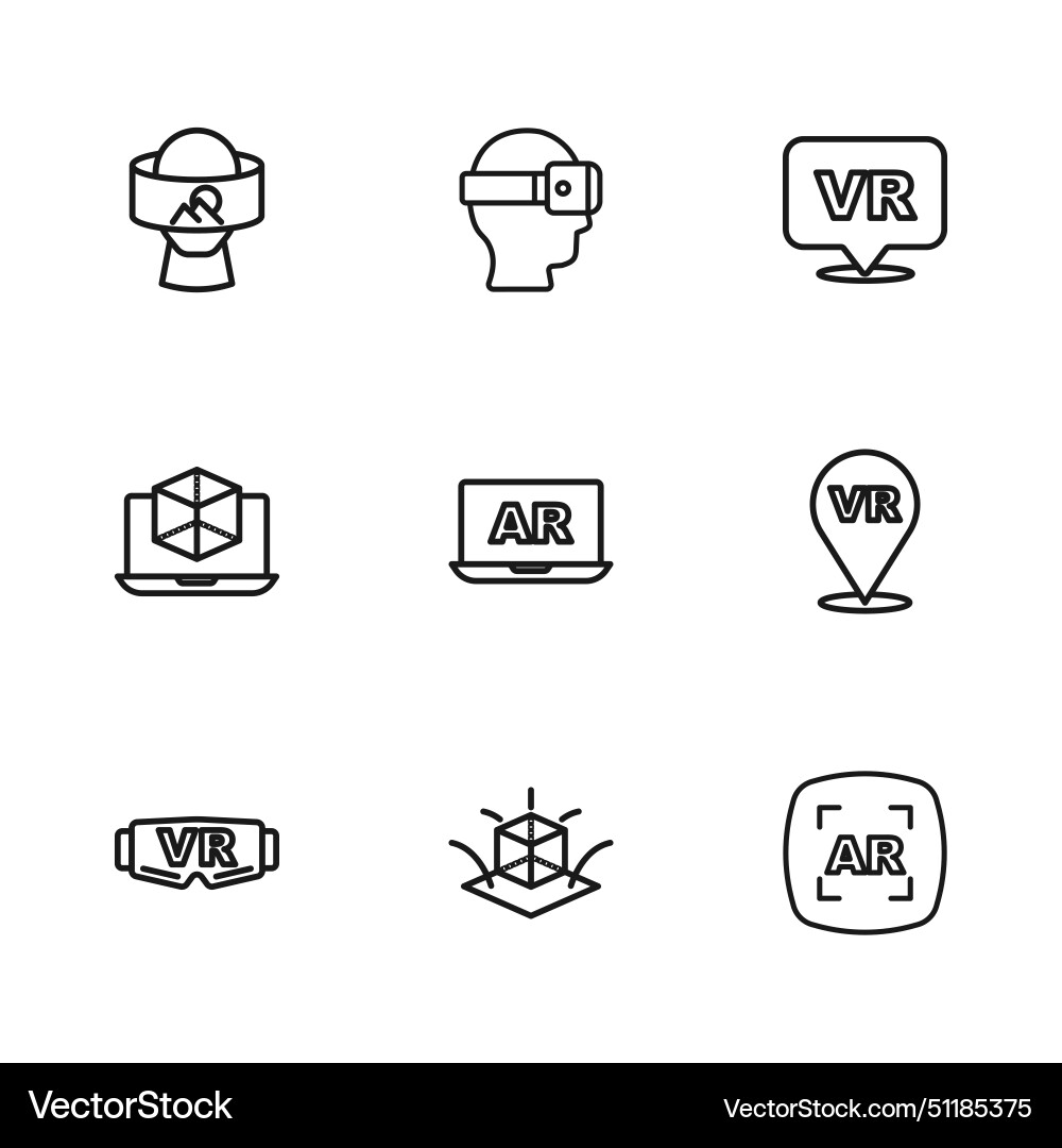 Set line 3d modeling virtual reality augmented ar Set line 3d modeling virtual reality augmented ar vector image