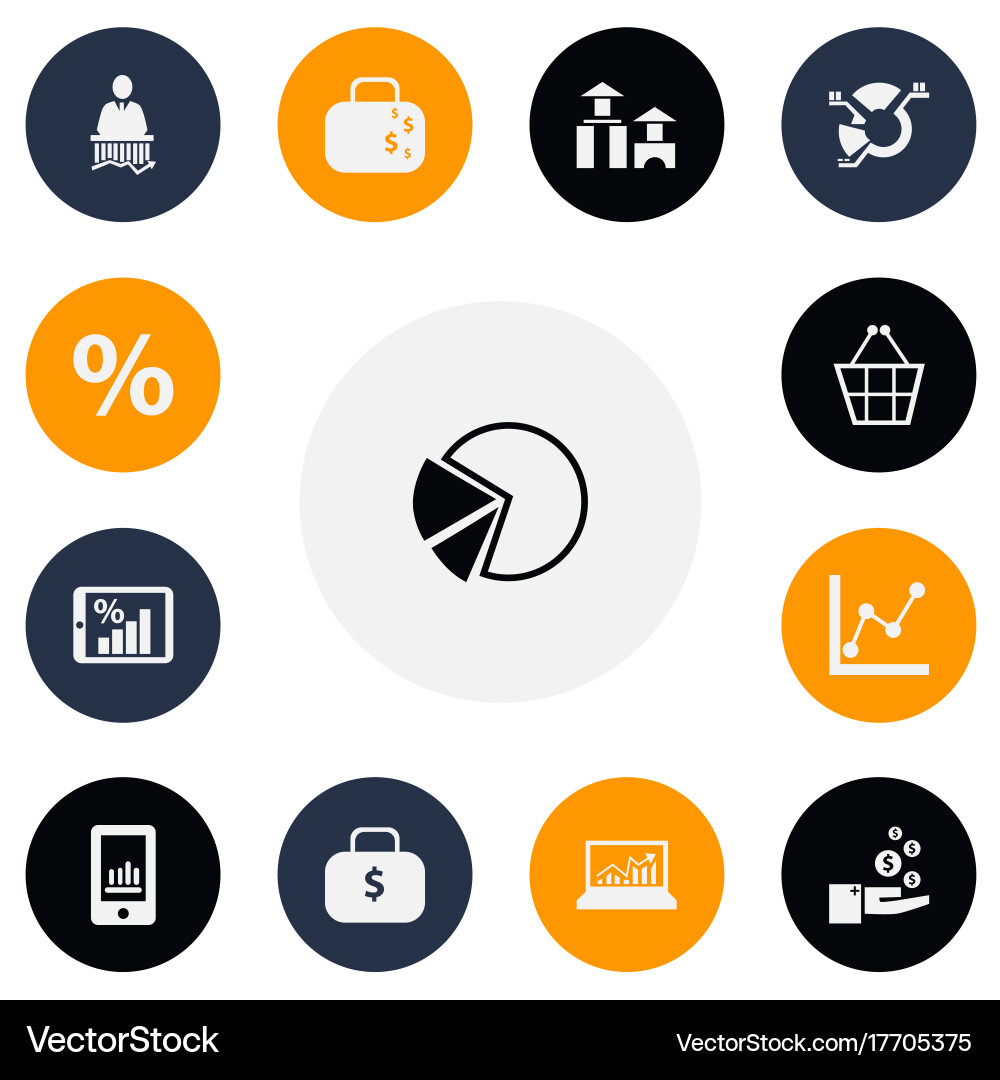 Set of 13 editable analytics icons includes Vector Image