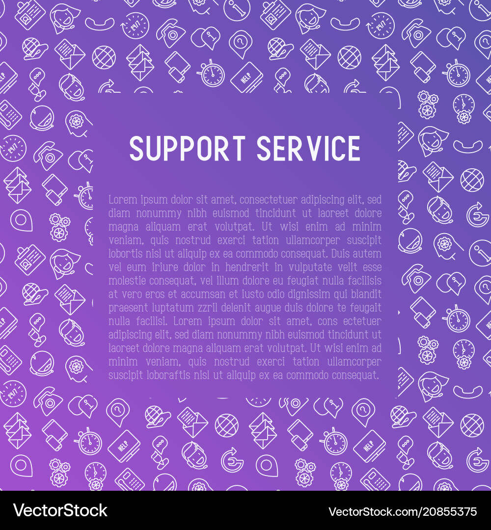 Support service concept with thin line icons Vector Image
