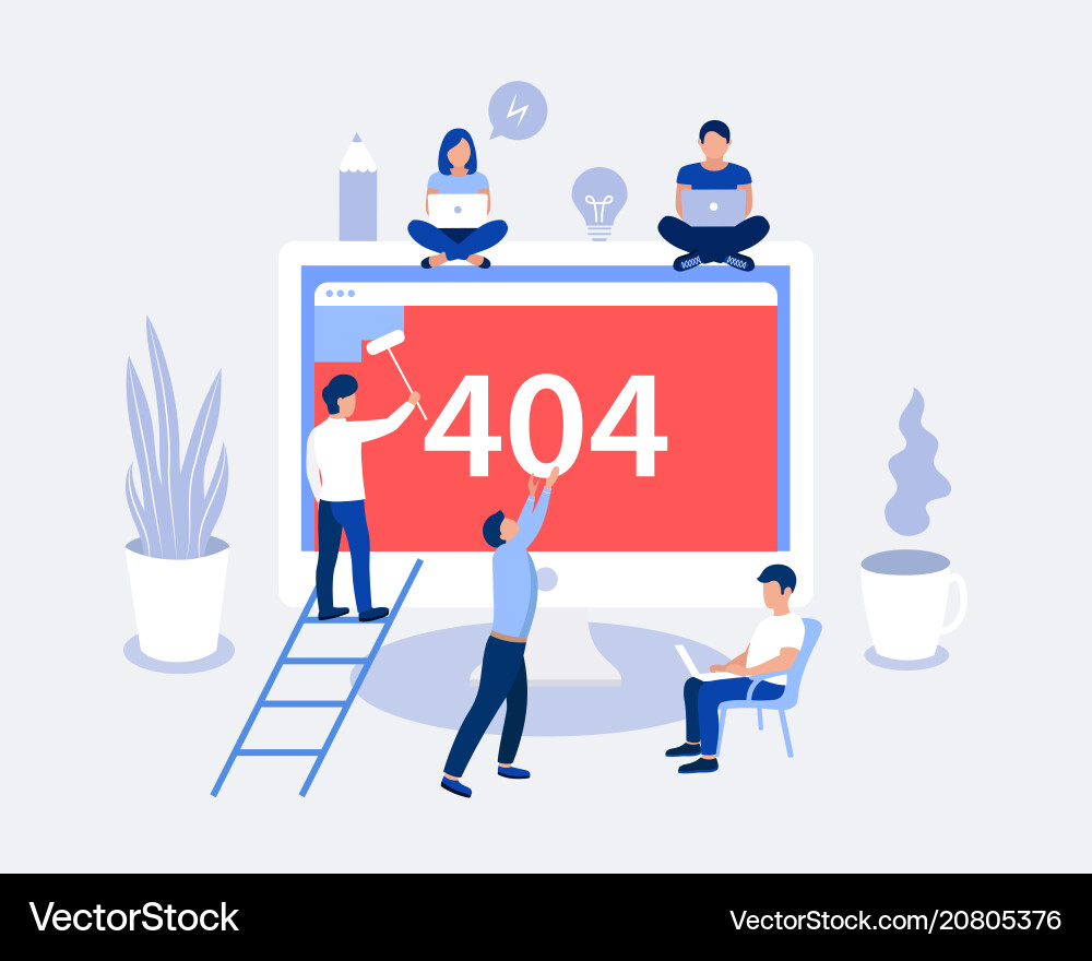 404 Error Page - Problematic Site Vector Image