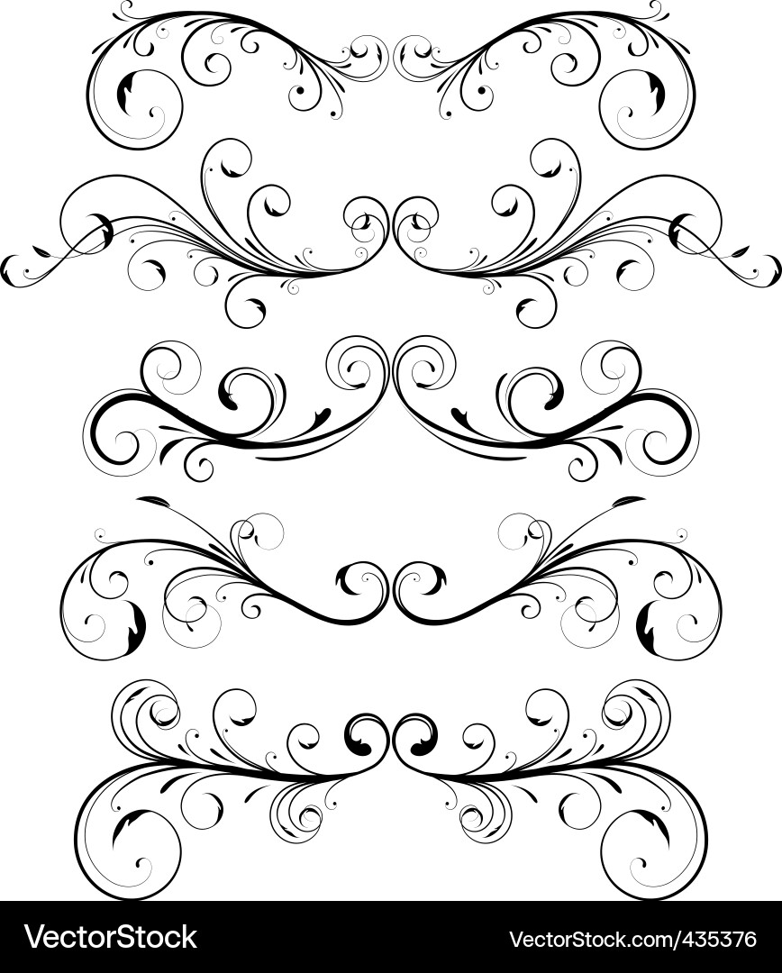 Floral Swirl Ornament Set vector image