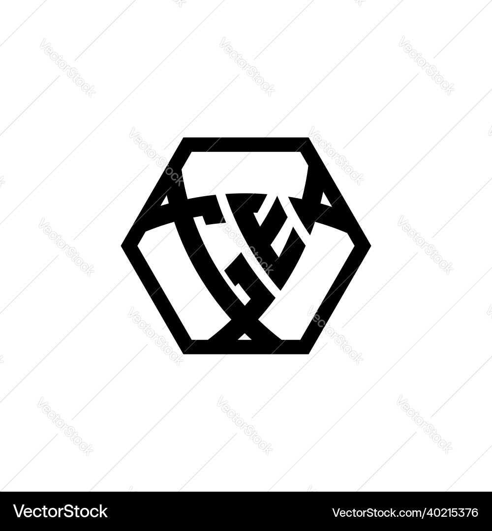 Ge logo monogram triangle shield hexagonal style Vector Image