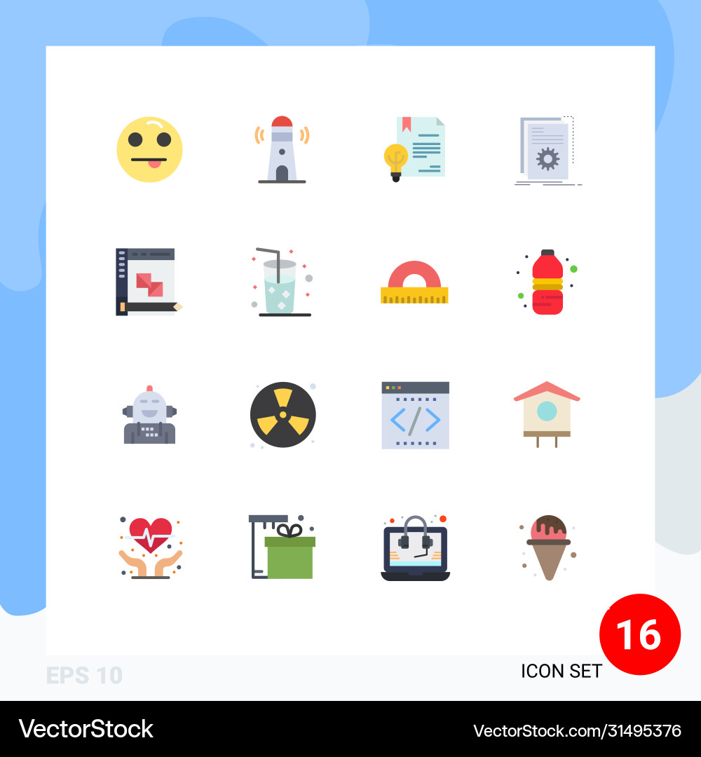 Group 16 modern flat colors set for coding Vector Image