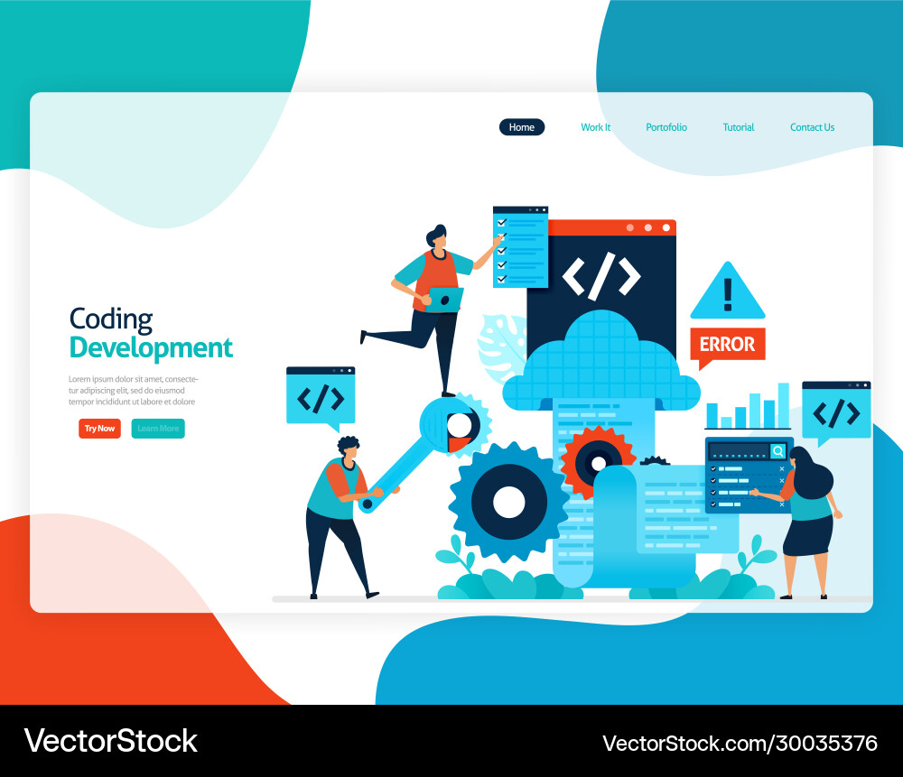 Homepage landing page flat coding development Vector Image