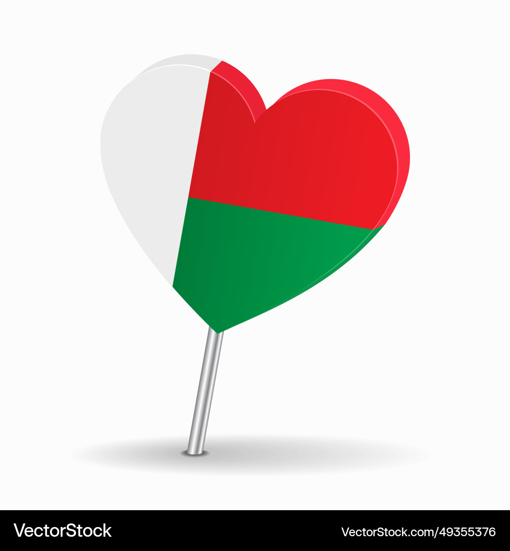 Madagascar Flag Heart Pointer vector image