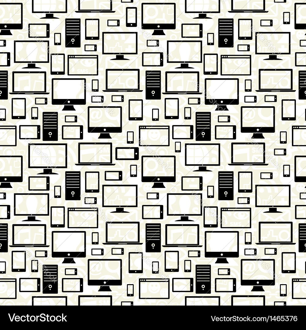 Mobile computer and tablet icons seamless pattern vector image