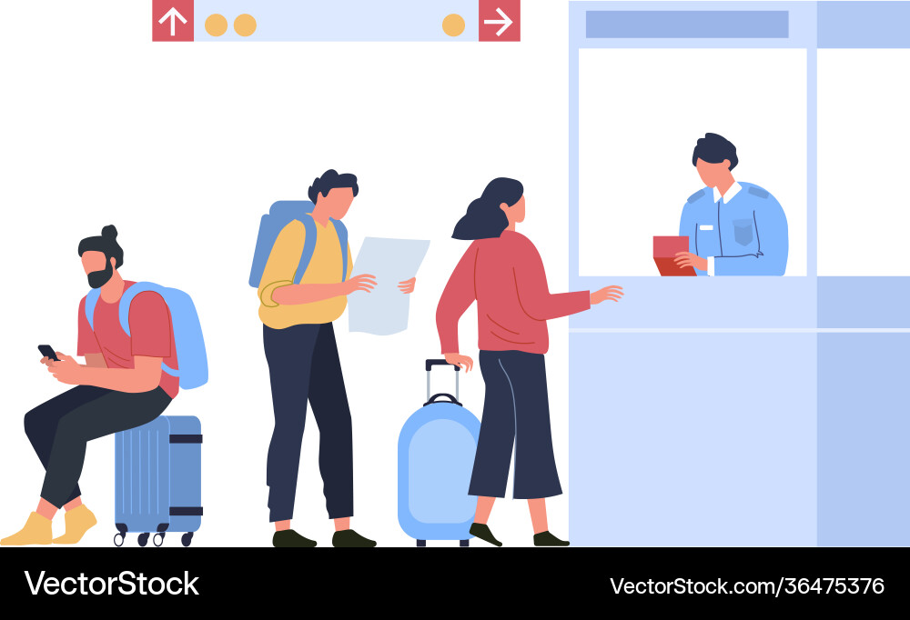 Passport Control Queue vector image