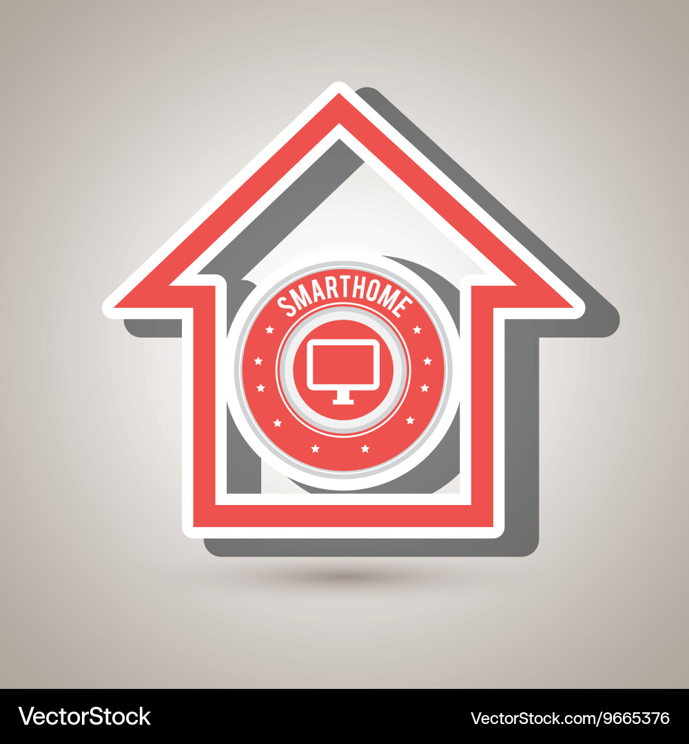 Smart home with monitor computer isolated icon Vector Image